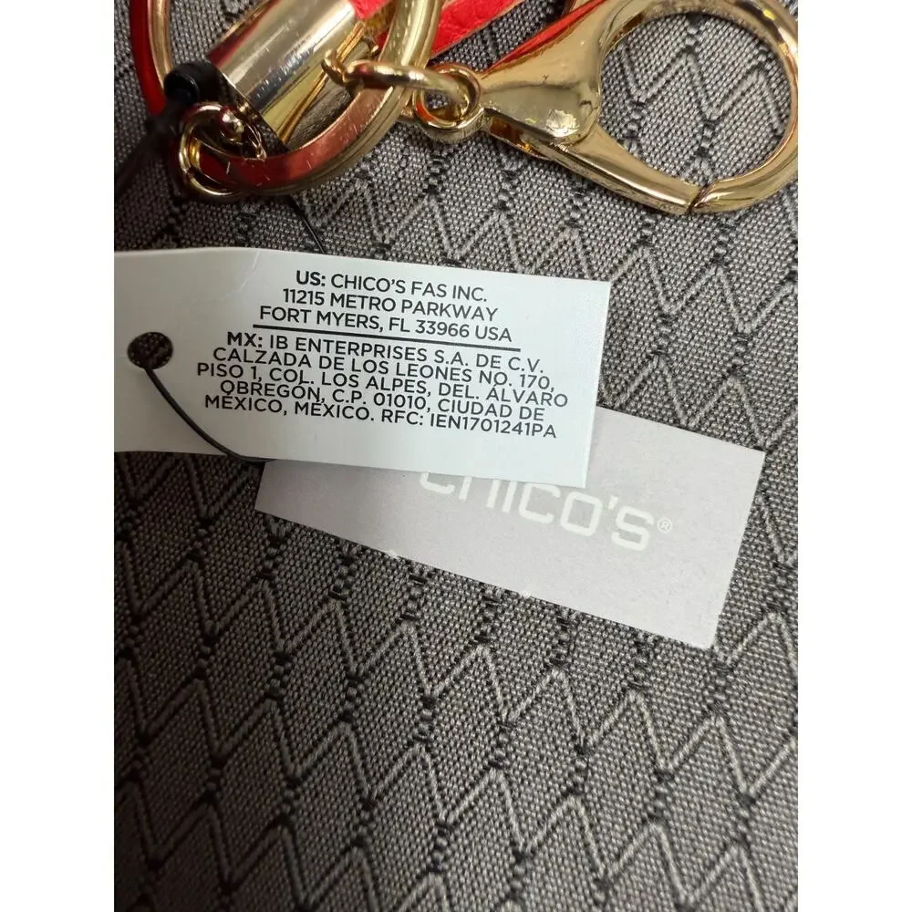 Chico's Lotion/Sanitizer Holder Refillable Red Key Chain with Tassels NEW